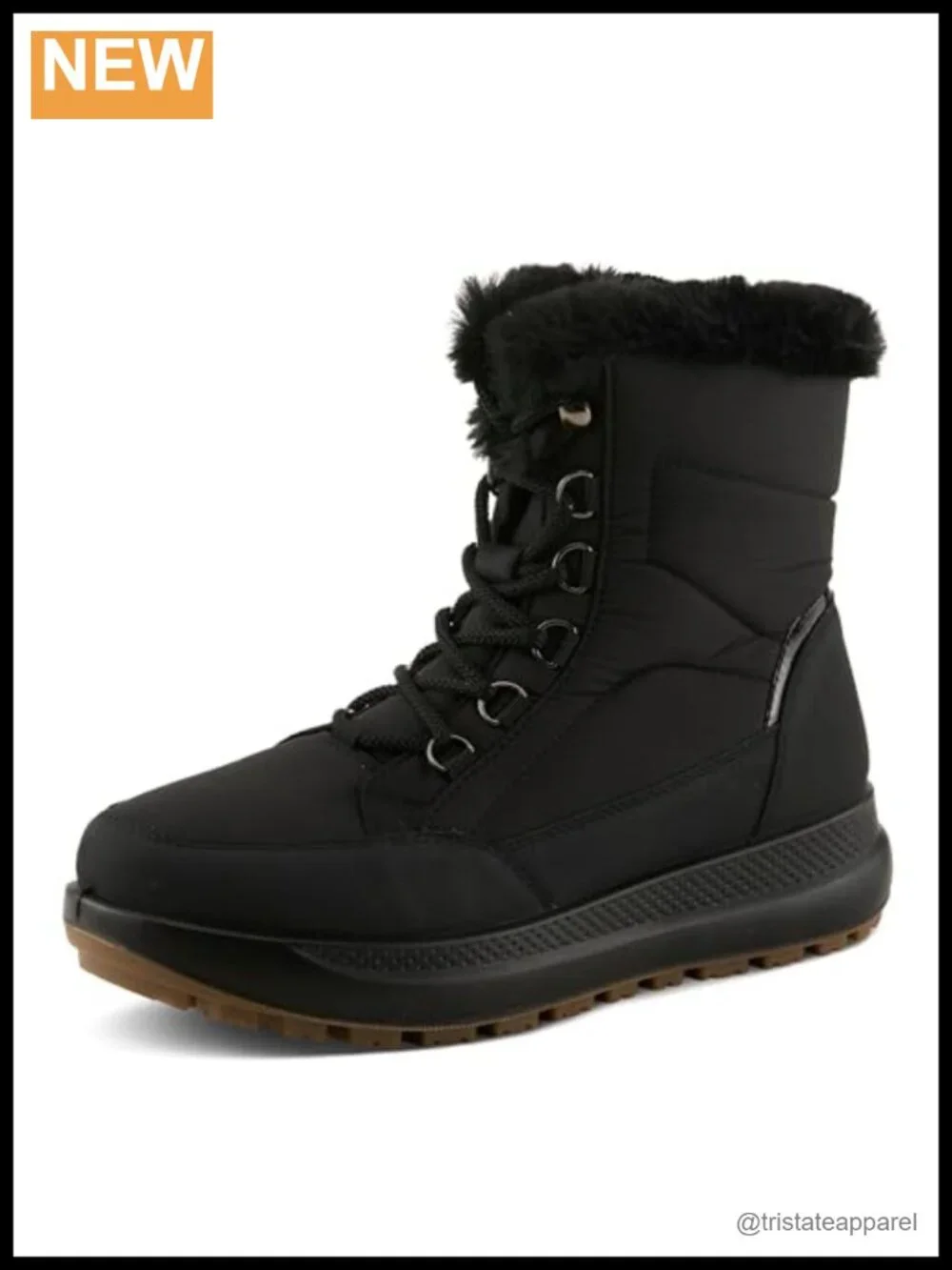 Waterproof Faux Fur Lined Nylon Ankle Snow Boot Slip-On Platform Sole